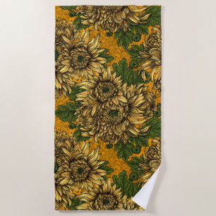 Serviette De Plage Fleurs de chrysanthème jaune