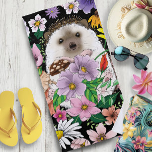 Serviette De Plage Fleurs de hérisson mignonnes