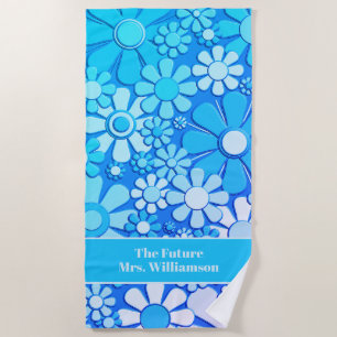 Serviette De Plage Fleurs de Jardin Rétro 60s les années 70 Floral Pa