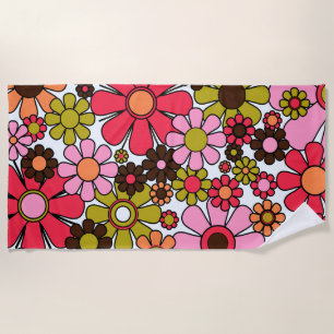 Serviette De Plage Fleurs de Jardin Rétro Super 60s les années 70 mot