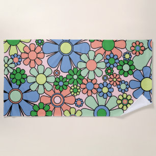 Serviette De Plage Fleurs de Jardin Retro Super 60s les années 70 Spr