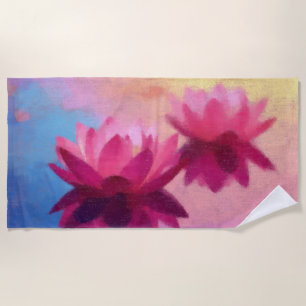 Serviette De Plage Fleurs de Lotus Abstraites modernes