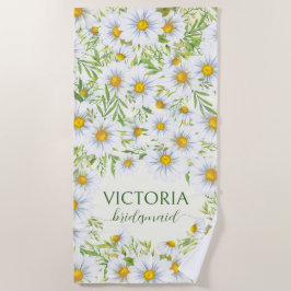 Serviette De Plage Fleurs de marais Wild Daisy Nom personnalisé