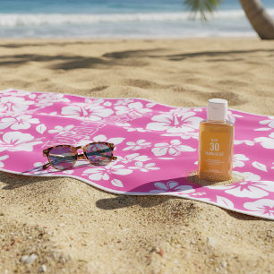 Serviette De Plage Fleurs de plage rose tropicale
