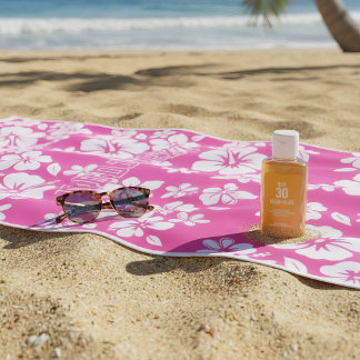 Serviette De Plage Fleurs de plage rose tropicale