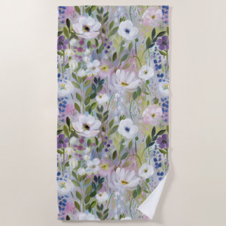 Serviette De Plage Fleurs de Prairie Douce Aquarelle