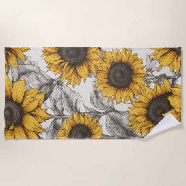 Serviette De Plage Fleurs de soleil (Devant)