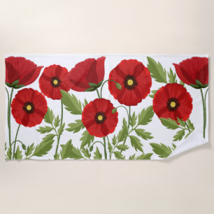 Serviette De Plage Fleurs d'été joyeuses floraison de pavot
