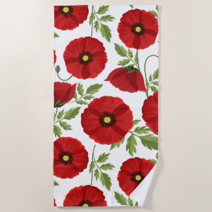 Serviette De Plage Fleurs d'été joyeuses floraison de pavot