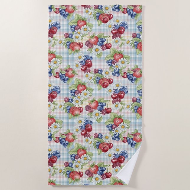 Serviette De Plage Fleurs et Fruits (Devant)