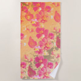 Serviette De Plage fleurs, fleurs, rose, argent, orange, or, colo