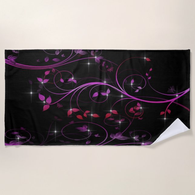 Serviette De Plage Fleurs roses chaudes (Devant)