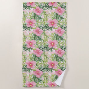 Serviette De Plage Fleurs roses tropicales