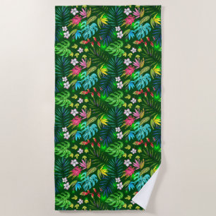 Serviette De Plage Fleurs tropicales colorées