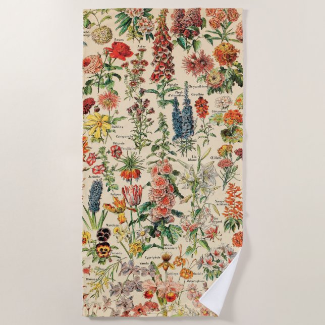 Serviette De Plage Fleurs Vintages (Devant)