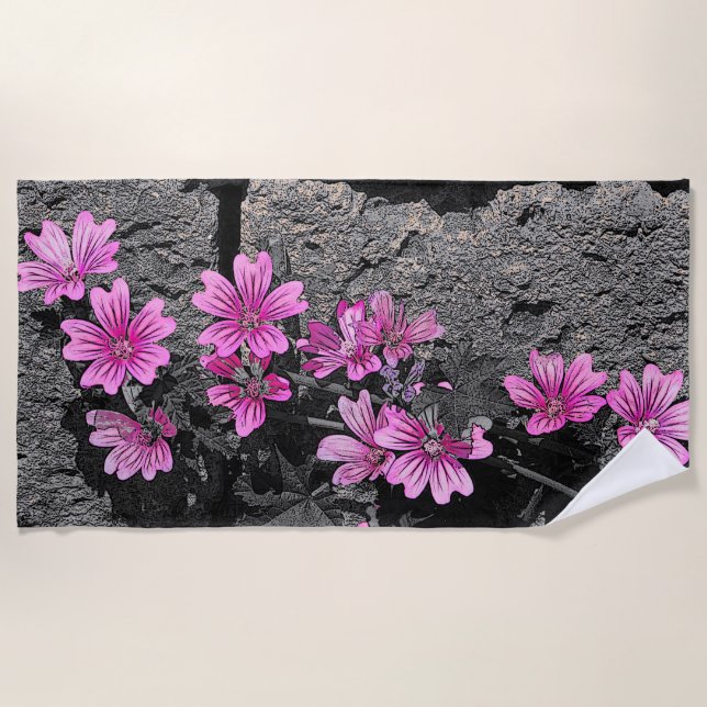 Serviette De Plage Fleurs violettes (Devant)
