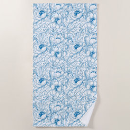 Serviette de plage Floral Bleu