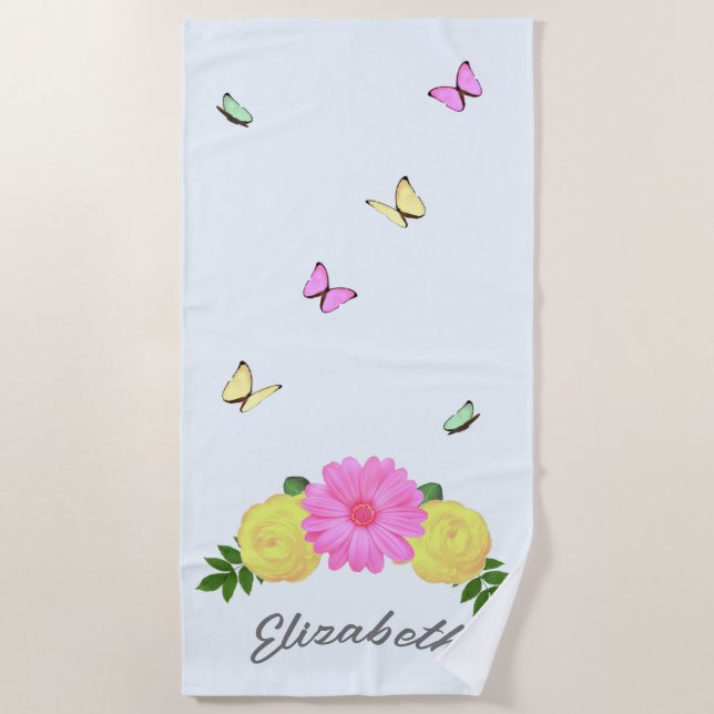 Serviette De Plage Floral papillon (Devant)