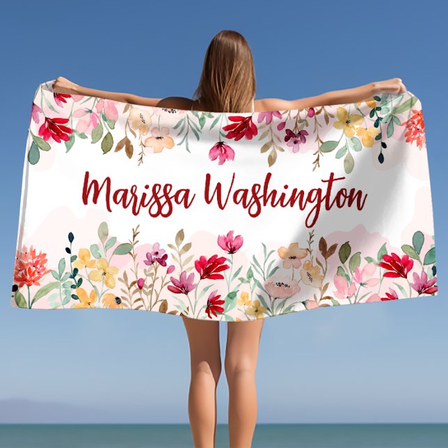 Serviette De Plage Floral personnalisé (Créateur téléchargé)