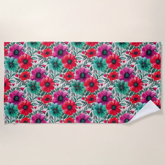 Serviette De Plage Floral rustique mode rétro motif (Devant)