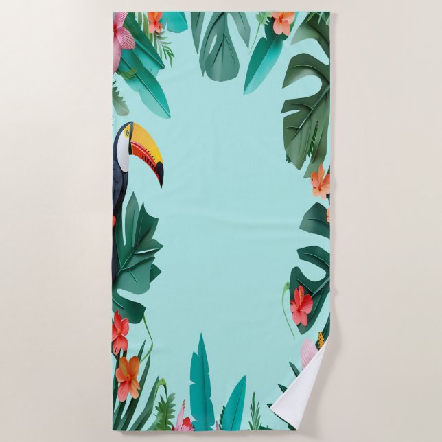 Serviette De Plage Floral tropical d'été (Devant)