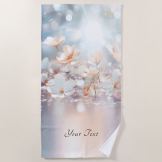 Serviette de plage florale de Pêche blanche