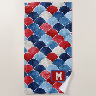 Serviette de plage florale patriotique avec monogr