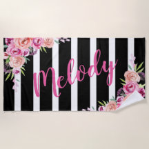 Serviette de plage florale personnalisée