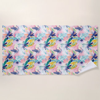 Serviette de plage florale tropicale pastel