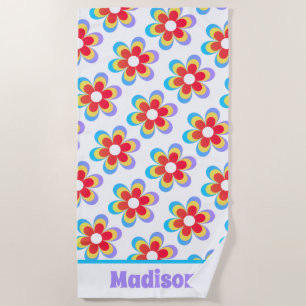 Serviette De Plage Flore rétro personnalisée