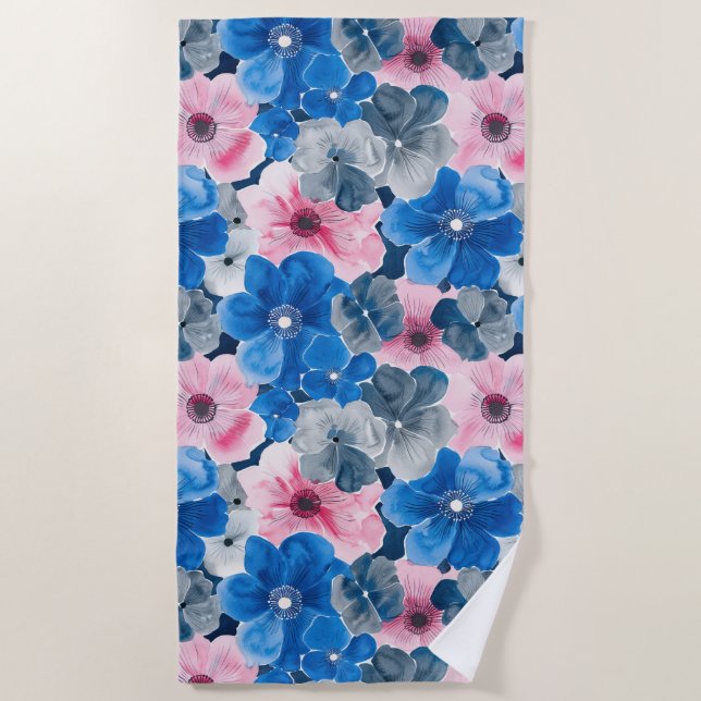 Serviette De Plage Flore rose chic (Devant)