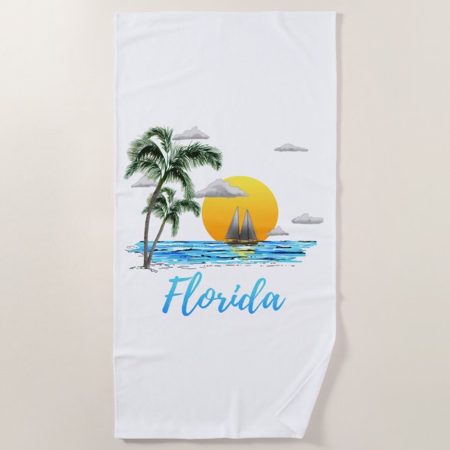 Serviette De Plage Floride Océan Sunset (Devant)