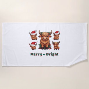 Serviette De Plage Fluffy Baby Highland Cow Boire Café T-
