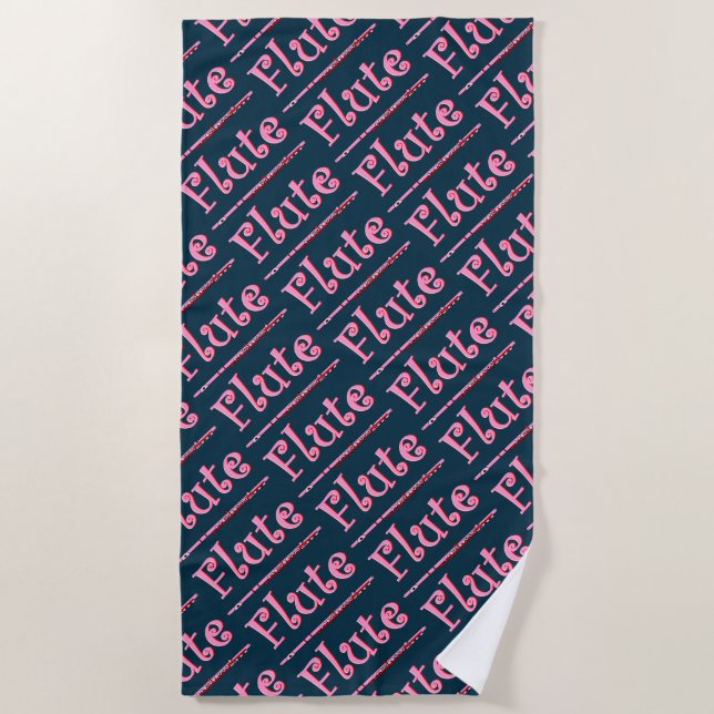 Serviette De Plage Flûte rose (Devant)