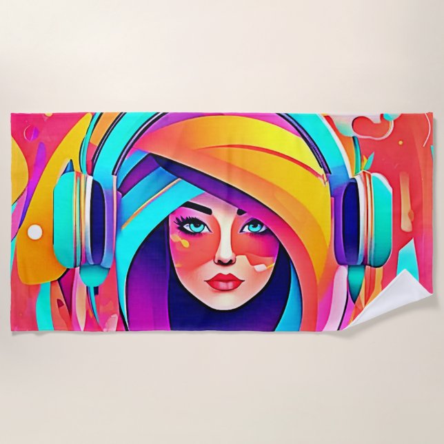 Serviette De Plage Flux de musique dynamique (Devant)