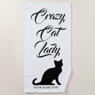 Serviette de plage folle drôle de Madame de chat