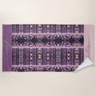 Serviette De Plage Fond rose magique nom Personnalisé 