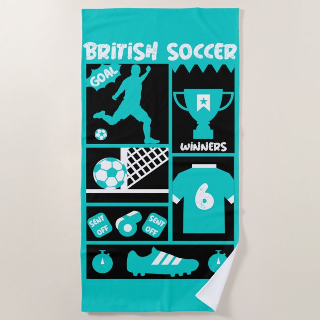 Serviette De Plage Football britannique (Devant)