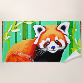 Serviette De Plage Forêt de Panda Bamboo Rouge