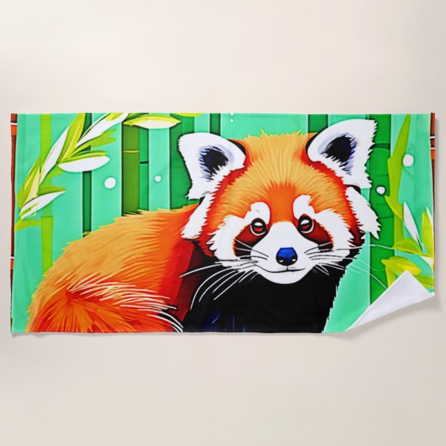 Serviette De Plage Forêt de Panda Bamboo Rouge (Devant)