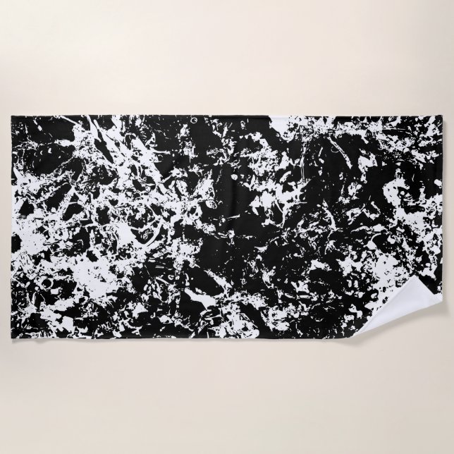 Serviette De Plage Formation de glace Abstraite noire et blanche (Devant)
