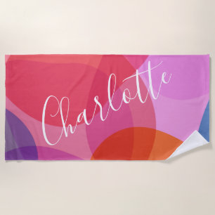 Serviette De Plage Formes Abstraites colorées Artsy Nom personnalisé