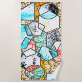 Serviette De Plage Formes géométriques avec étranges textures blanche