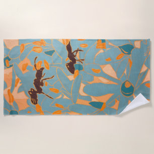 Serviette De Plage Fourmis avec fleurs bleues Flore australienne