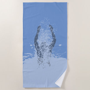 Serviette De Plage Fraîcheur d'eau humaine noire et blanche fraîche