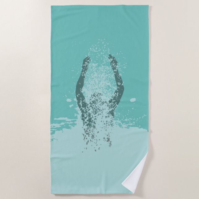 Serviette De Plage Fraîcheur d'eau humaine noire et blanche fraîche (Devant)