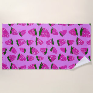 Serviette De Plage Fraises d'été bio violet