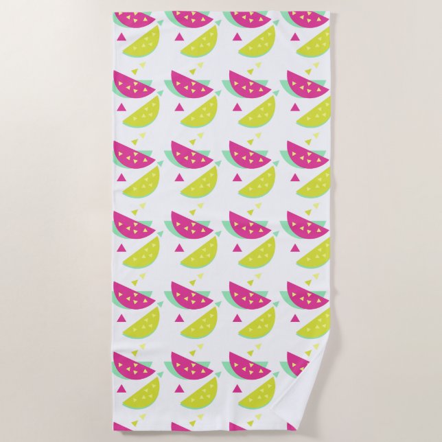 Serviette De Plage Fraises d'été et limonade géométrique (Devant)