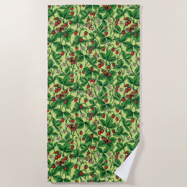 Serviette De Plage Fraises sauvages sur miellerie (Devant)