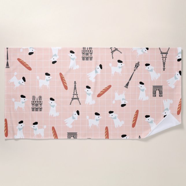 Serviette de plage française de Poodle (Devant)